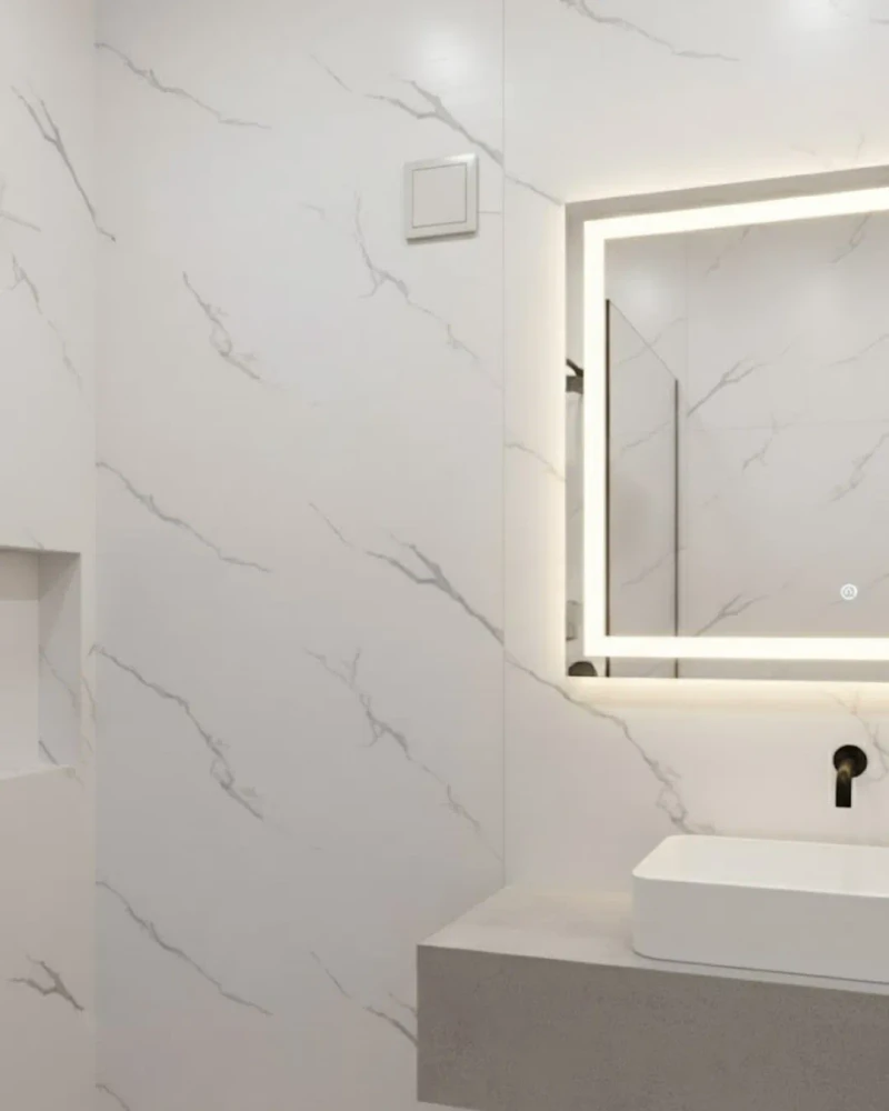 Panel de pared de baño moderno diseño calacatta - Tu Panel Decorativo